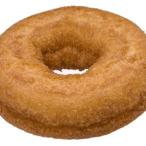 A cake doughnut with a rounded hole.