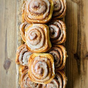 A plate of Cinnamon Rolls.