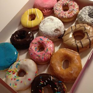 A box of 12 donuts.